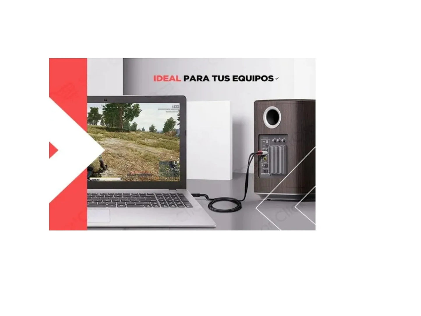 Cable Auxiliar De Audio Macho 2 X 1 De 1,5 Metros | Negro