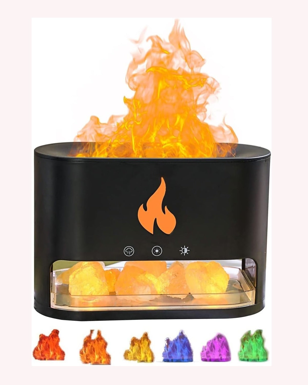 Humificador Difusor De Aromas Con Efecto LLama 3D Y Piedras De Sal