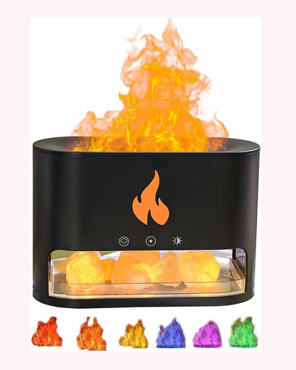 Humificador Difusor De Aromas Con Efecto LLama 3D Y Piedras De Sal