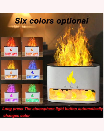Humificador Difusor De Aromas Con Efecto LLama 3D Y Piedras De Sal