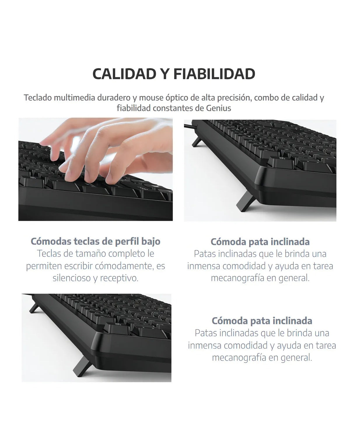 Teclado Y Mouse Genius Km170 Kit Para Pc Usb Multimedia Mouse Negro Teclado Negro