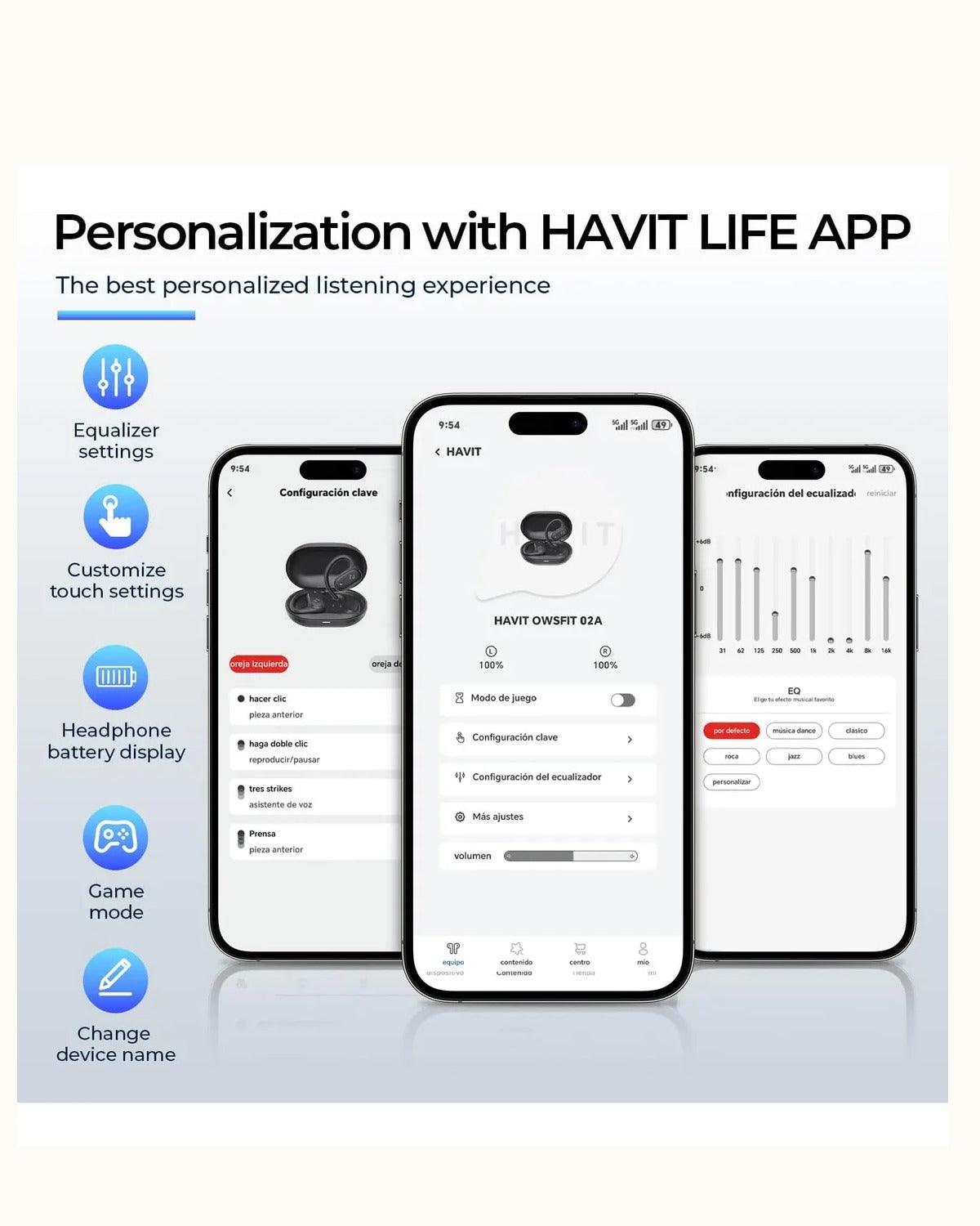 Audifonos Open Ear Inalambricos Conduccion Aerea Havit | 64h