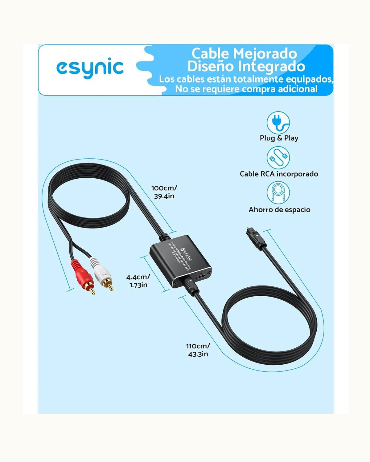 Adaptador Convertidor Audio Analogo A Digital / Rca A Optico