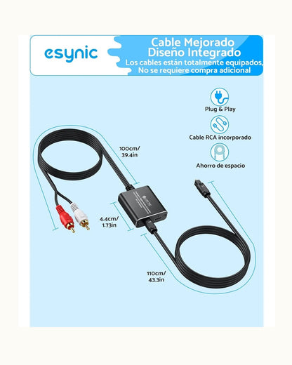 Adaptador Convertidor Audio Analogo A Digital / Rca A Optico