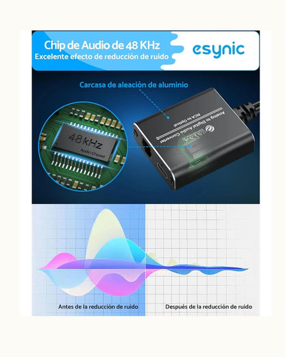 Adaptador Convertidor Audio Analogo A Digital / Rca A Optico