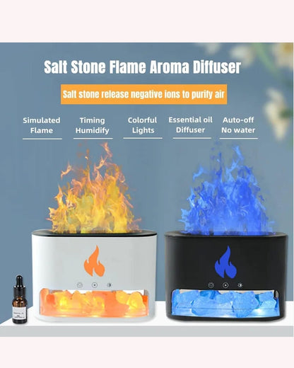 Humificador Difusor De Aromas Con Efecto LLama 3D Y Piedras De Sal