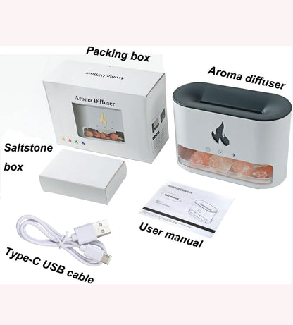 Humificador Difusor De Aromas Con Efecto LLama 3D Y Piedras De Sal