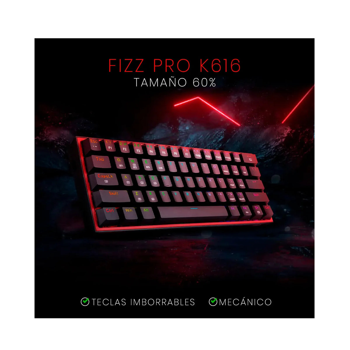 TECLADO GAMER REDRAGON FIZZ PRO K616-RGB NEGRO SW ROJO