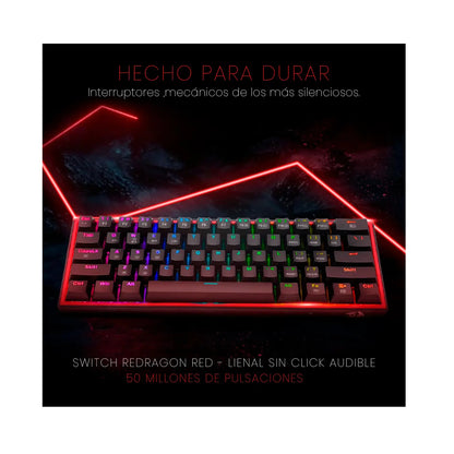 TECLADO GAMER REDRAGON FIZZ PRO K616-RGB NEGRO SW ROJO