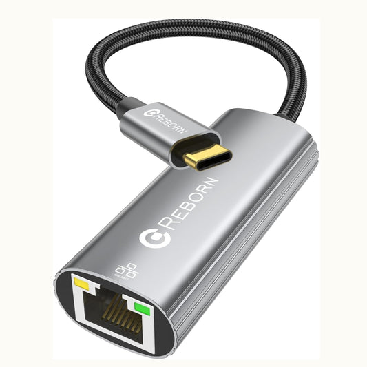 Adaptador Reborn Usb-c A Rj45 Ethernet Gris Metálico