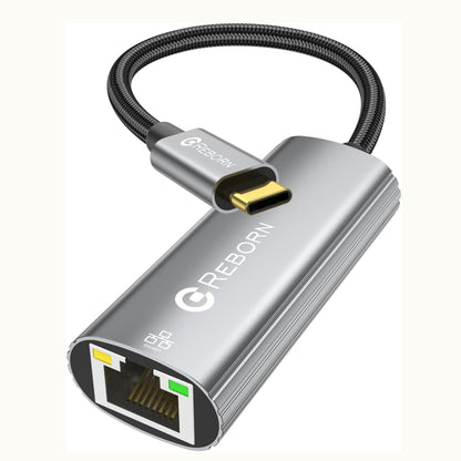 Adaptador Reborn Usb-c A Rj45 Ethernet Gris Metálico