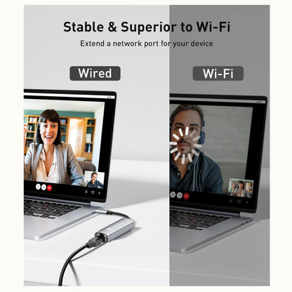 Adaptador Reborn Usb-c A Rj45 Ethernet Gris Metálico