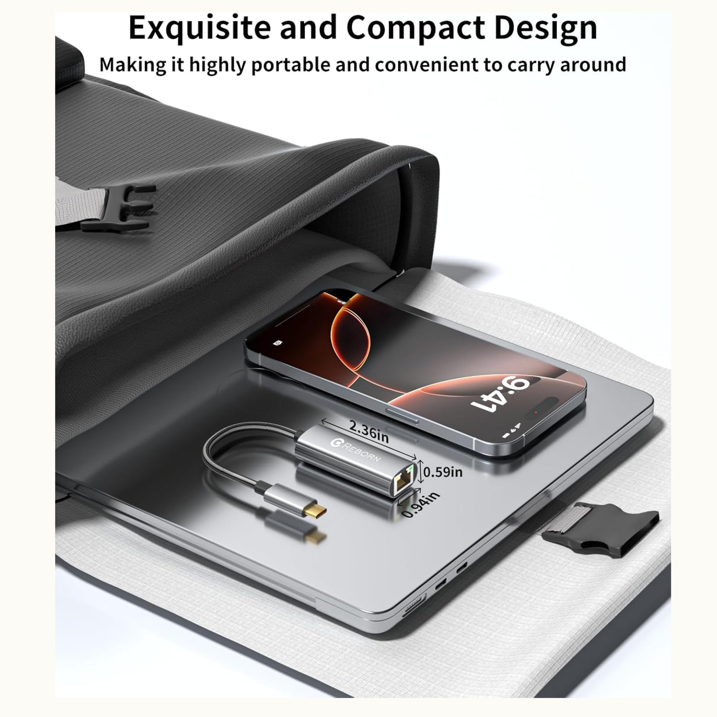 Adaptador Reborn Usb-c A Rj45 Ethernet Gris Metálico