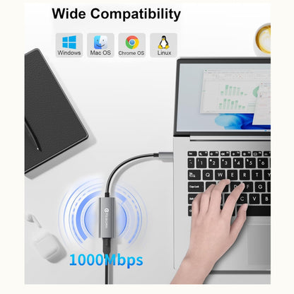 Adaptador Reborn Usb-c A Rj45 Ethernet Gris Metálico