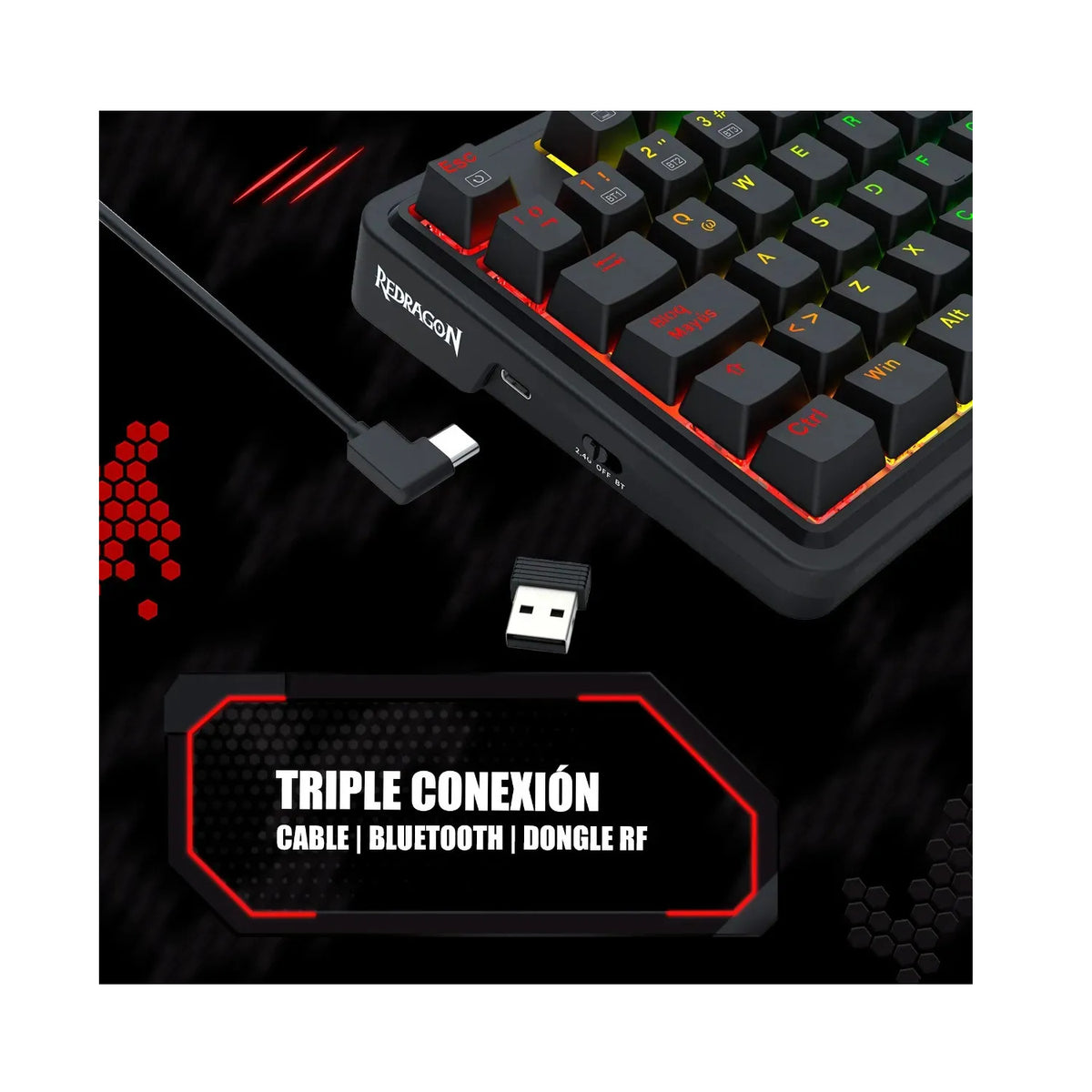 TECLADO GAMER REDRAGON UCAL PRO K673RGB-PRO INALAMBRICO
