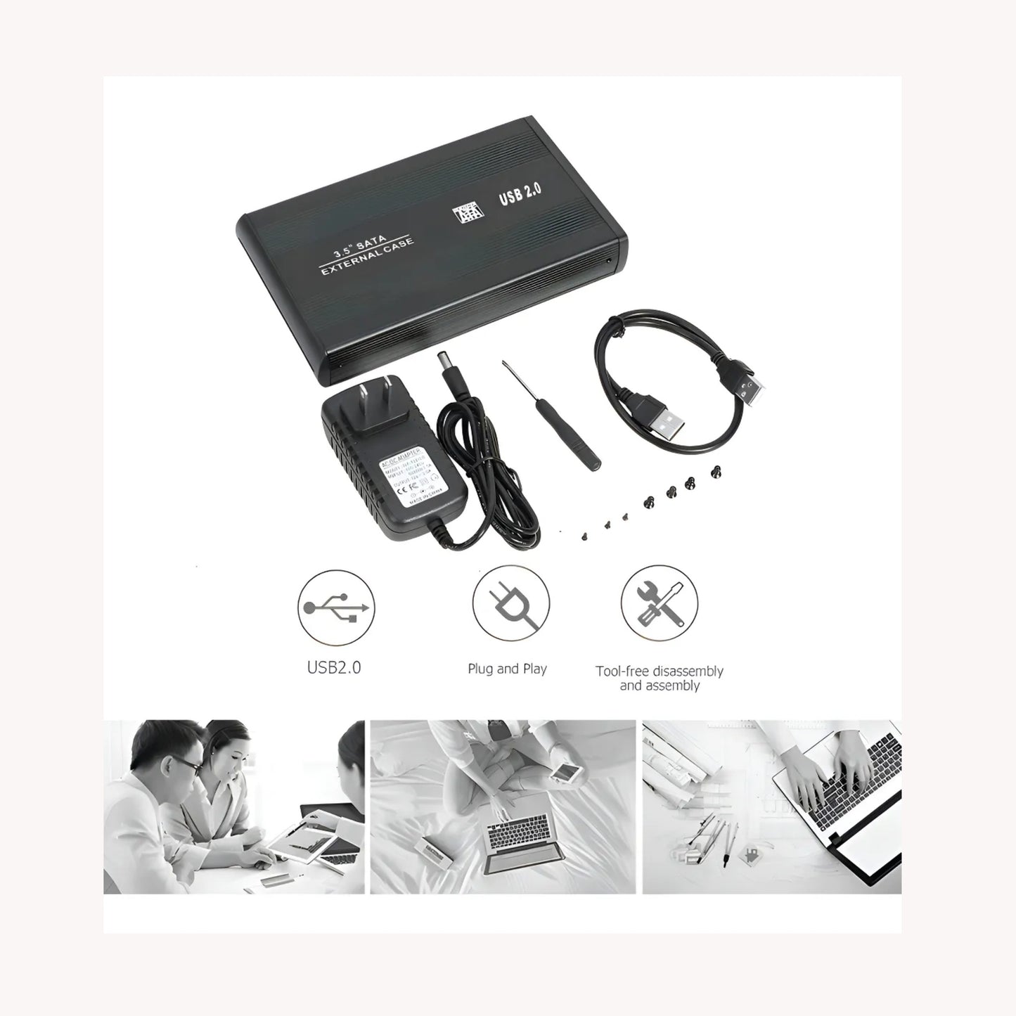 Caja Aluminio Para Disco Duro Externo 3.5 Usb 2.0 Hdd Ssd