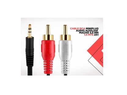 Cable Auxiliar De Audio Macho 2 X 1 De 1,5 Metros | Negro