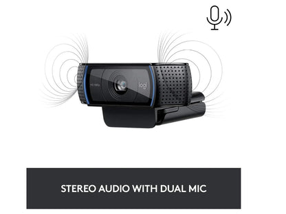 Cámara Web Logitech C920e Full Hd 30fps Con Cubre Lente Color Negro