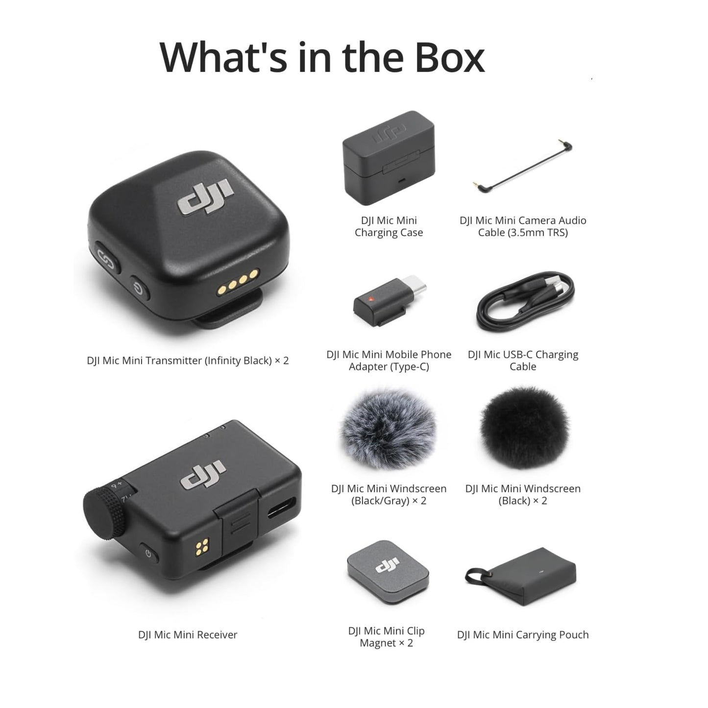 Microfono Inalambrico Dji Mic Mini 2tx 1rx Profesional Negro