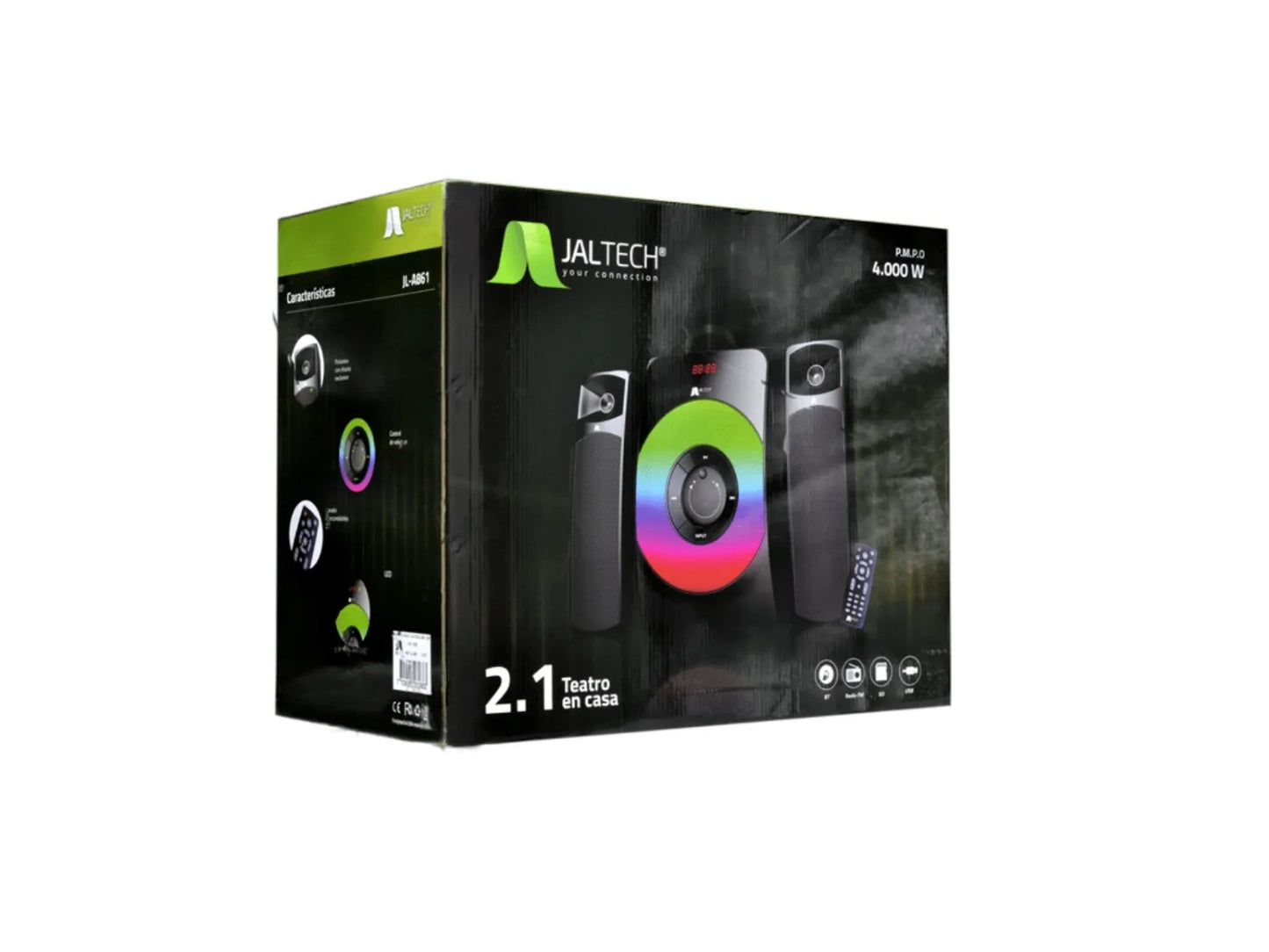 Parlantes 2.1 Jaltech Bluetooth Fm Usb Rgb Control 4.000w