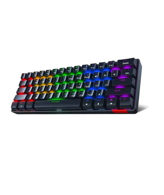 Teclado Mecanico Gamer 60% Switch Azul Rainbow K61 Cableless