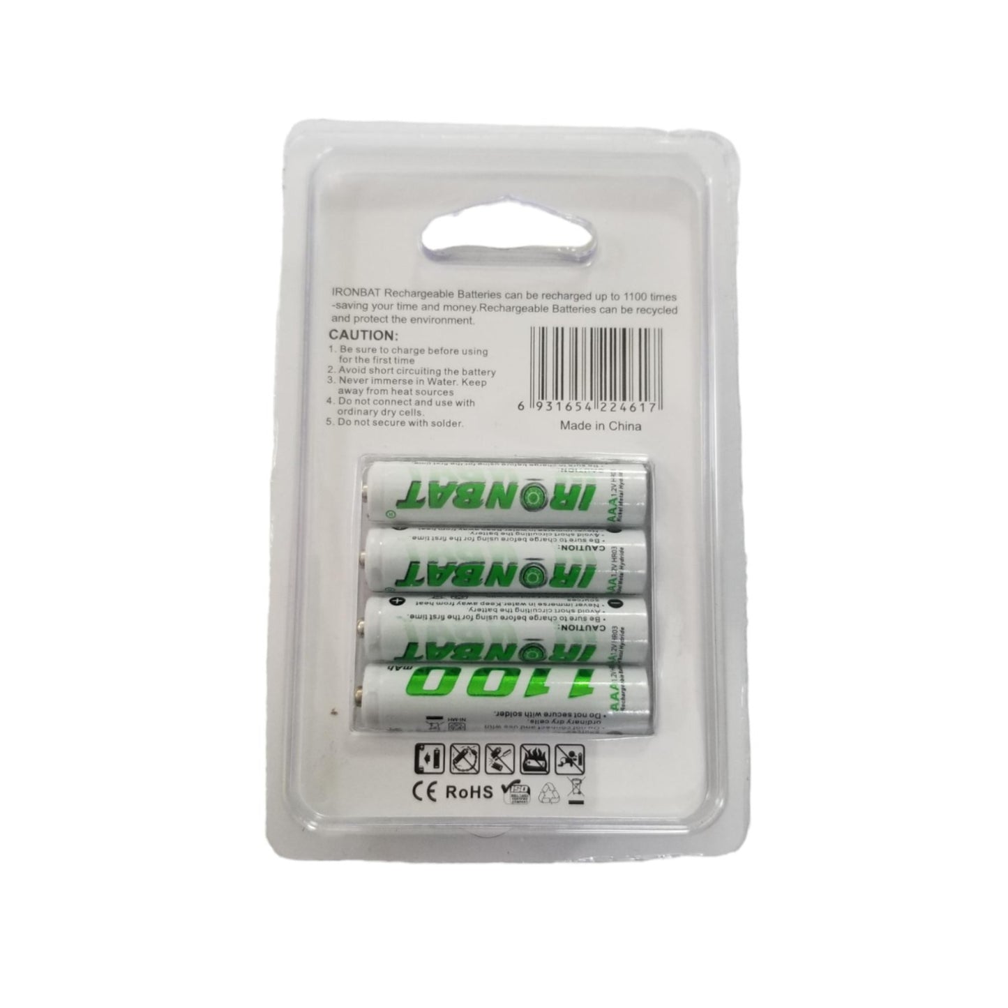 Pilas Recargables Aaa X4 1100 Mah De Alta Capacidad Ironbat