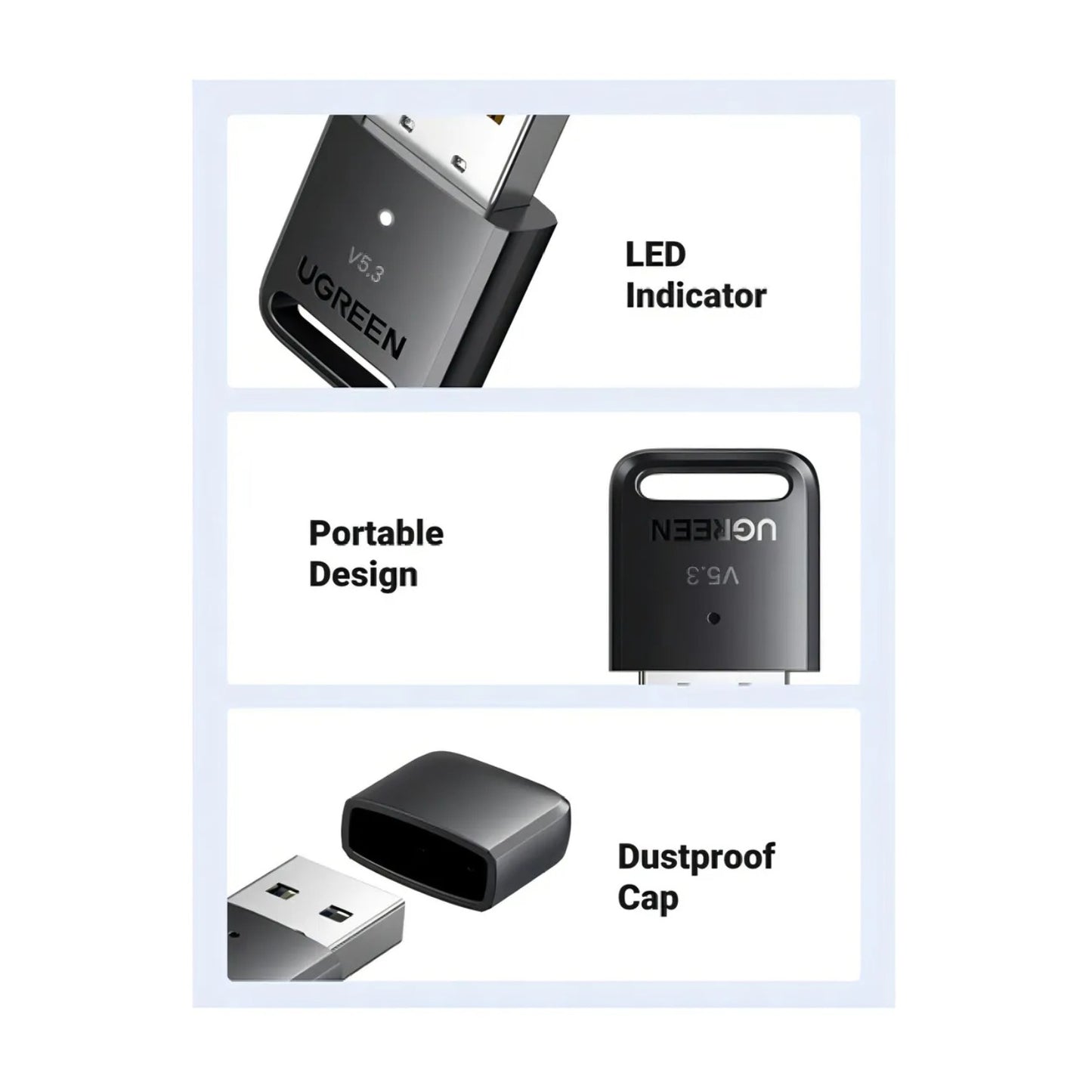 Ugreen 5.3-90225 Bluetooth Adaptador 5.3| Alta Velocidad