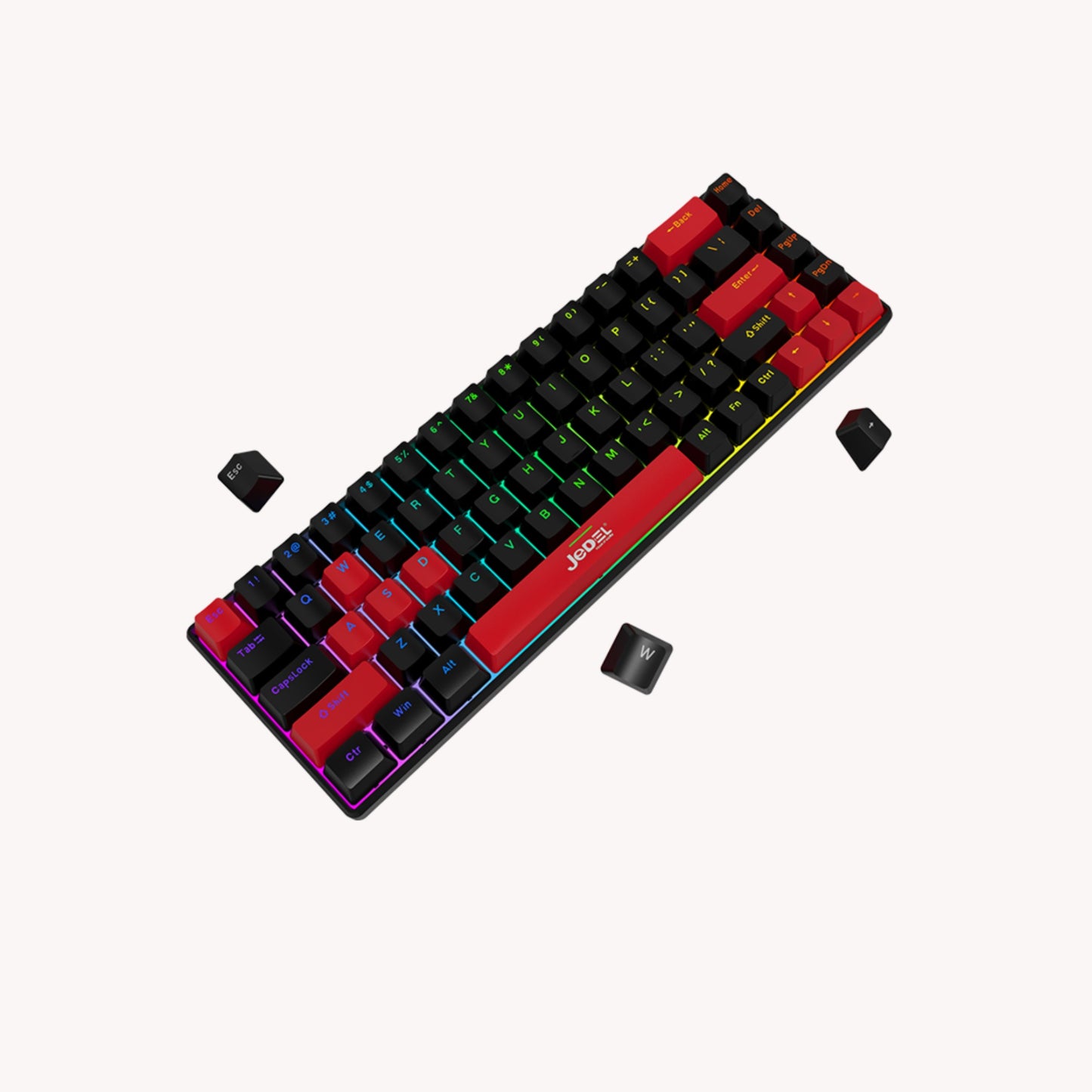 Teclado Mecanico Gamer 65% Switch Rojo Jedel Kl-141 68 Tecla