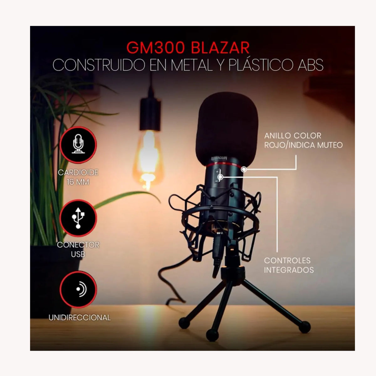 Microfono Streaming Gaming Reuniones | Redragon Blazar Gm300