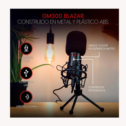 Microfono Streaming Gaming Reuniones | Redragon Blazar Gm300