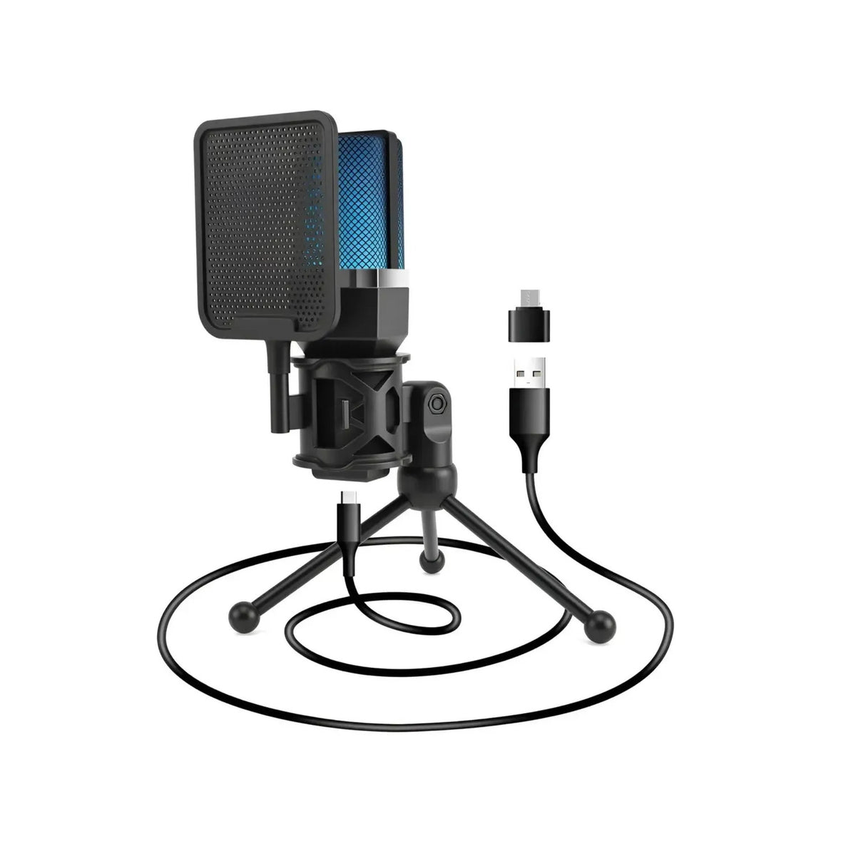 Micrófono Condensador X1s Rgb Con Filtro Pop Usb Y Tipo C