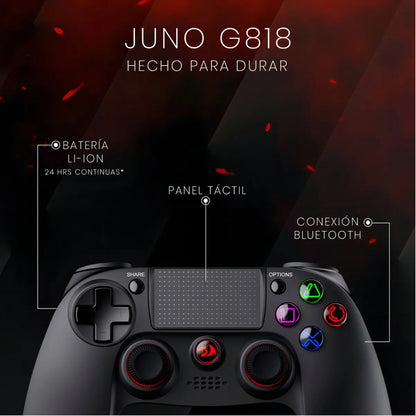 Control Gamer Redragon Juno G818 Bluetooth/alámbrico Negro, Panel Táctil, Conector 3.5mm