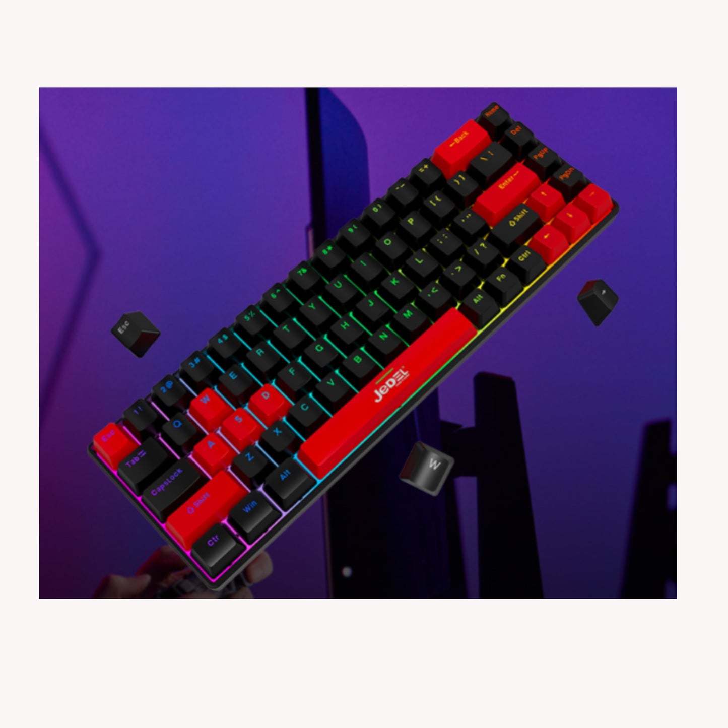 Teclado Mecanico Gamer 65% Switch Rojo Jedel Kl-141 68 Tecla