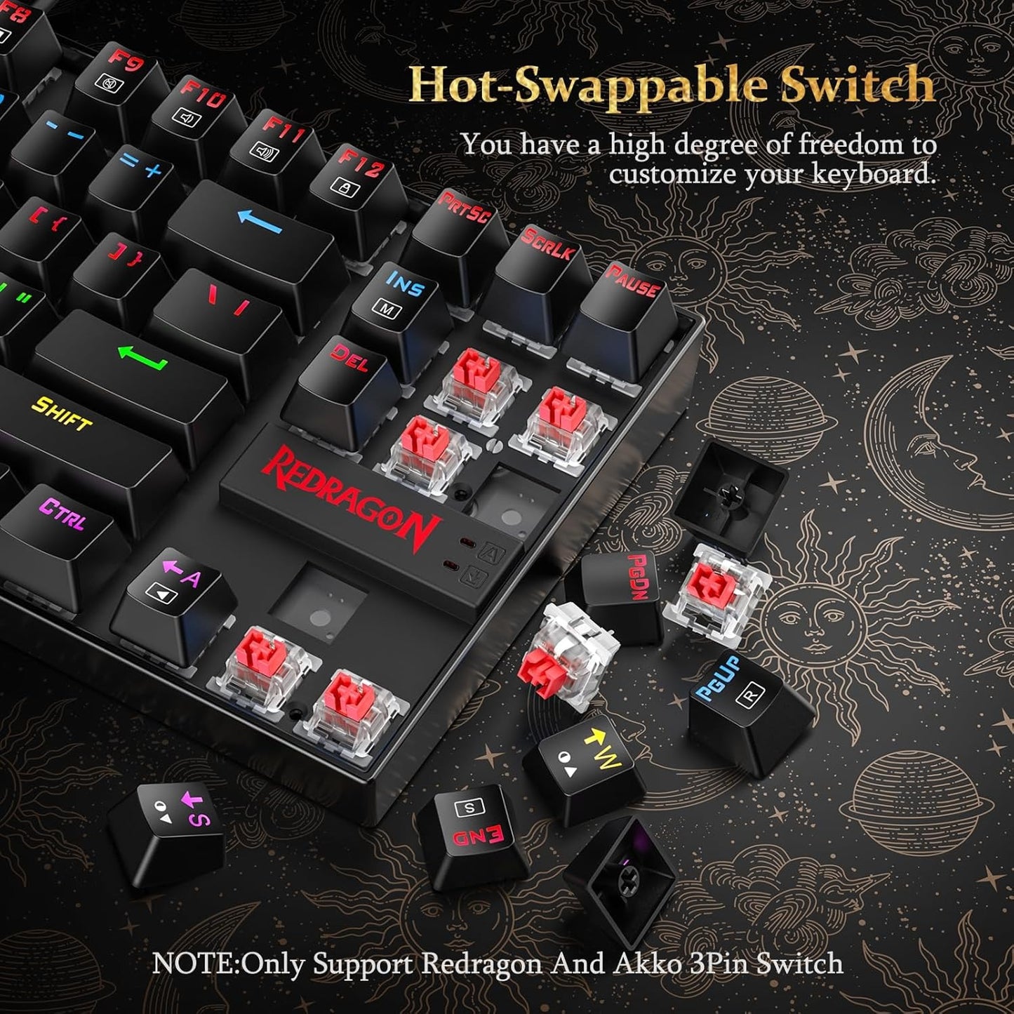 Teclado Mecanico Gamer 80% Tkl Rainbow Redragon Kumara K552