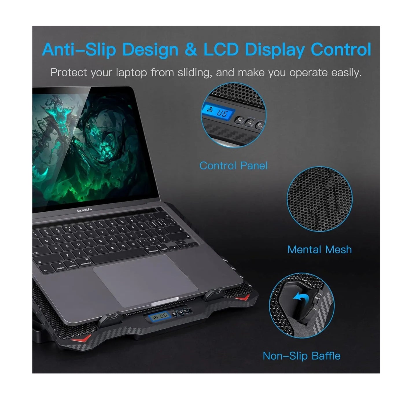 Base Soporte Refrigerante Portatil 6 Fans 17in Gamer Jyr 021